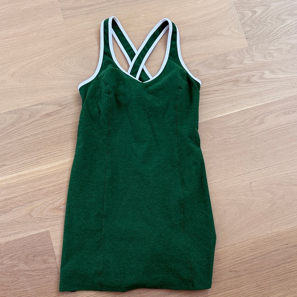 Beyond Yoga Deep Green Mini Dress with White Trim